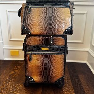 Samantha Brown Luxury Brown Crocodile-Embossed Bag Set